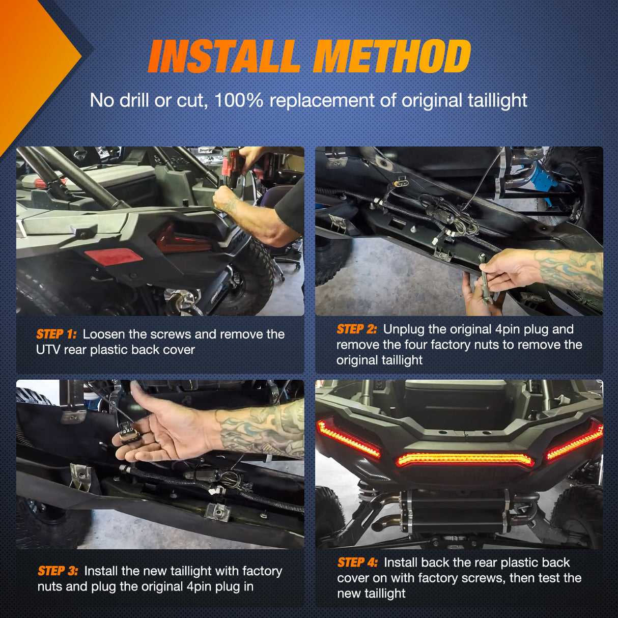 Nilight UTV Center Tail Light Rear Taillight LED Brake Lights Red Compatible with Polaris RZR XP1000 Turbo Sportsman Accessories 2019 2020 2021 2022 2023