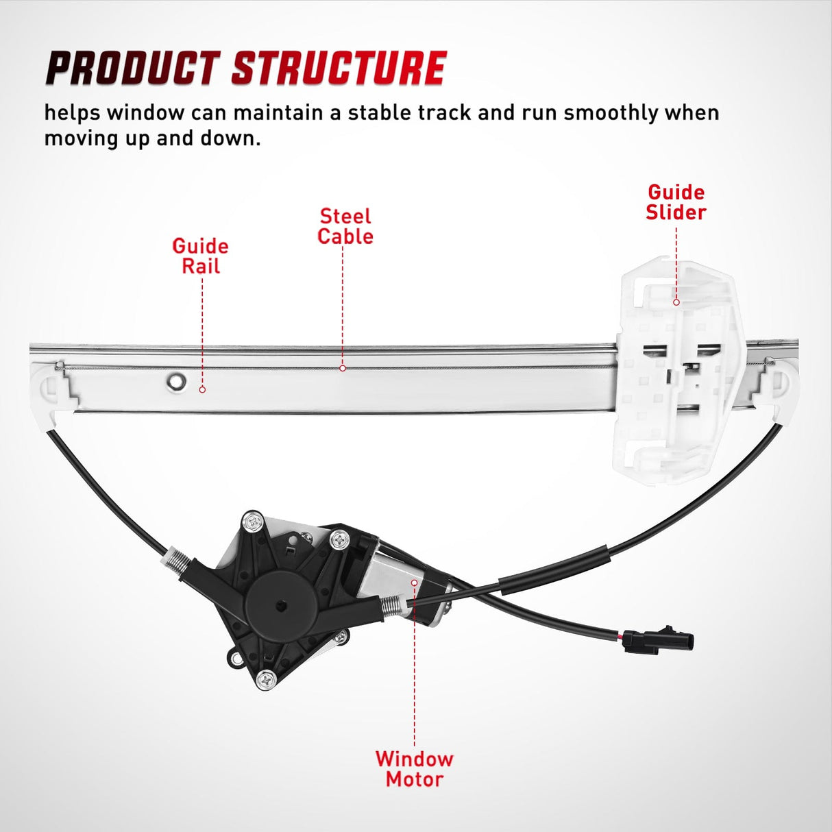 Window Regulator 748-912 Window Regulator and Motor Front Driver Side Compatible with Jeep Wrangler 2007-2017 Sport Utility,Wrangler JK 2018 Sport Utility 2010 2011 2012 2013 2014 2015 2016 2017