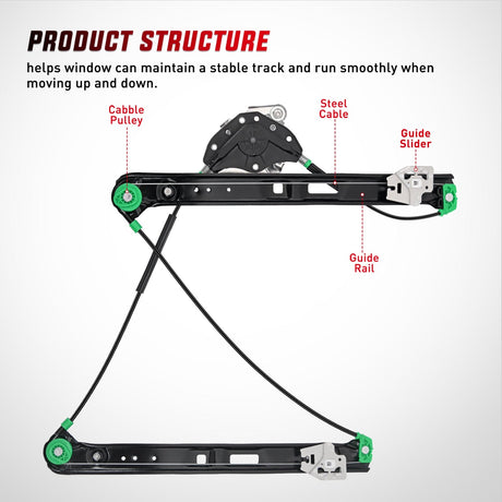 Window Regulator 740-484 Front Driver Side Power Window Regulator,Compatible with BMW E46 323i 325i 325xi 328i 330i 330xi 1999 2000 2001 2002 2003 2004 2005