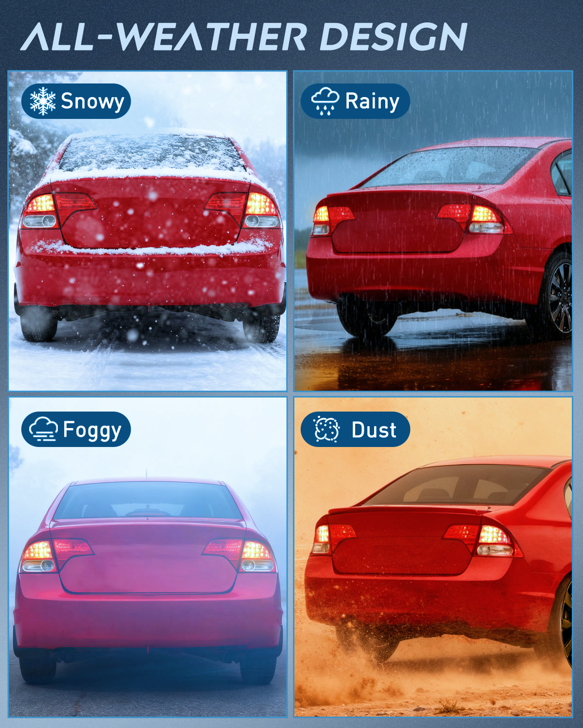 Taillight Assembly Compatible with 2009 2010 2011 Honda Civic Sedan Hybrid 4 Door Rear Lamp Replacement OE Style Driver and Passenger Side