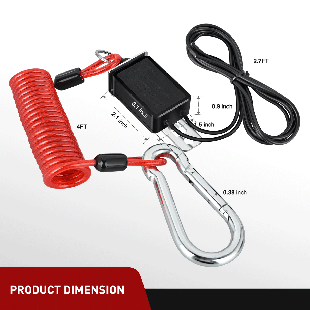 Wiring Harness Kit Trailer Breakaway Switch with 4FT Spring Coiled Cable