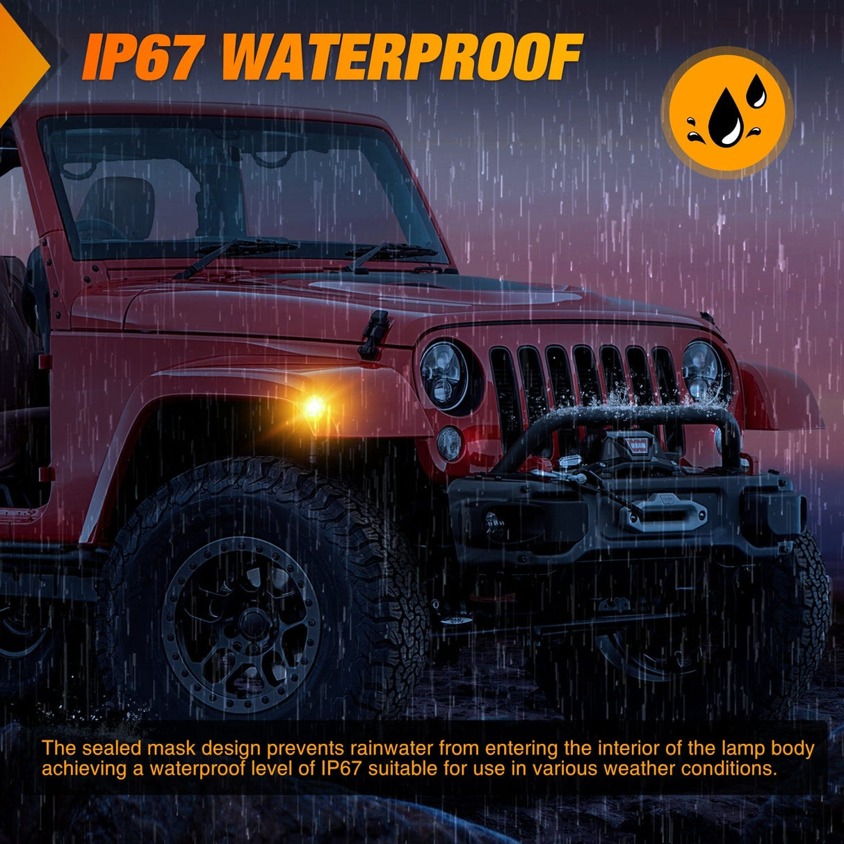 Side Marker Clearance Lights 2007-2017 Jeep Wrangler JK JKU 8LED Smoked Lens Amber Side Marker Light