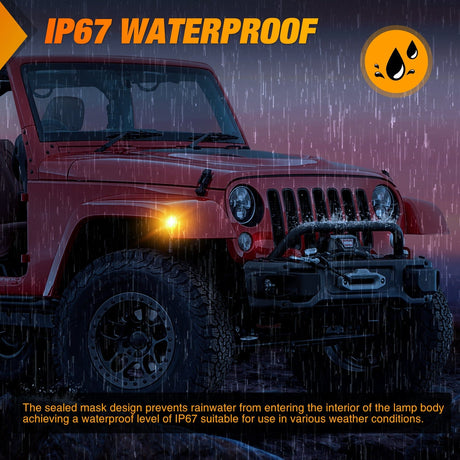 Side Marker Clearance Lights 2007-2017 Jeep Wrangler JK JKU 8LED Smoked Lens Amber Side Marker Light
