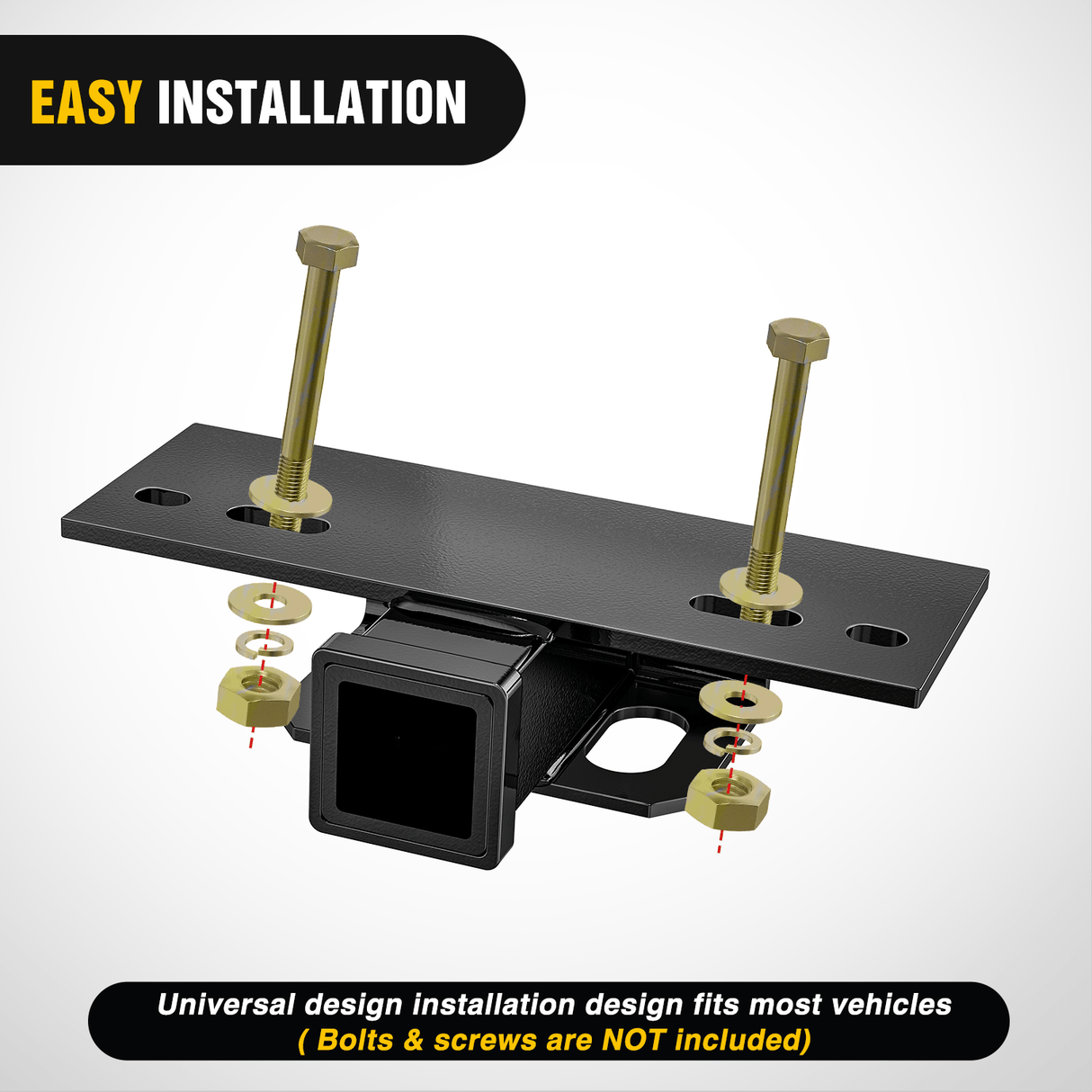 Trailer Hitch Step Hitch Bumper Mount 2 Inch Receiver Bolt-On Bike Hitch Receiver Tube Trailer Truck RV Cargo Receiver Hitch 5000 Lbs Powder Coated