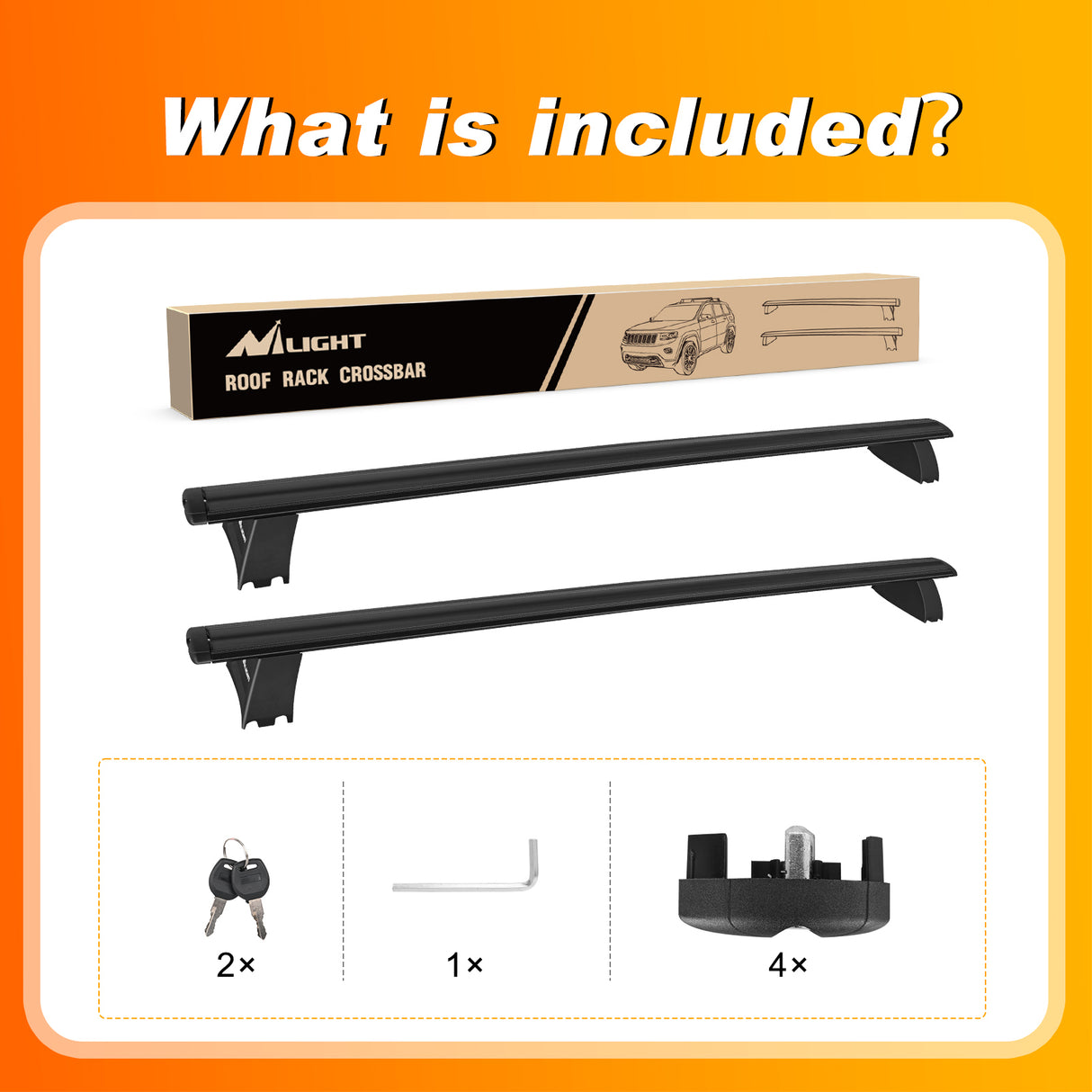 2011 2012 2013 2014 2015 2016 2017 2018 2019 2020 2021 Jeep Grand Cherokee Aluminum Anti-Theft Lock Roof Rack Cross Bars