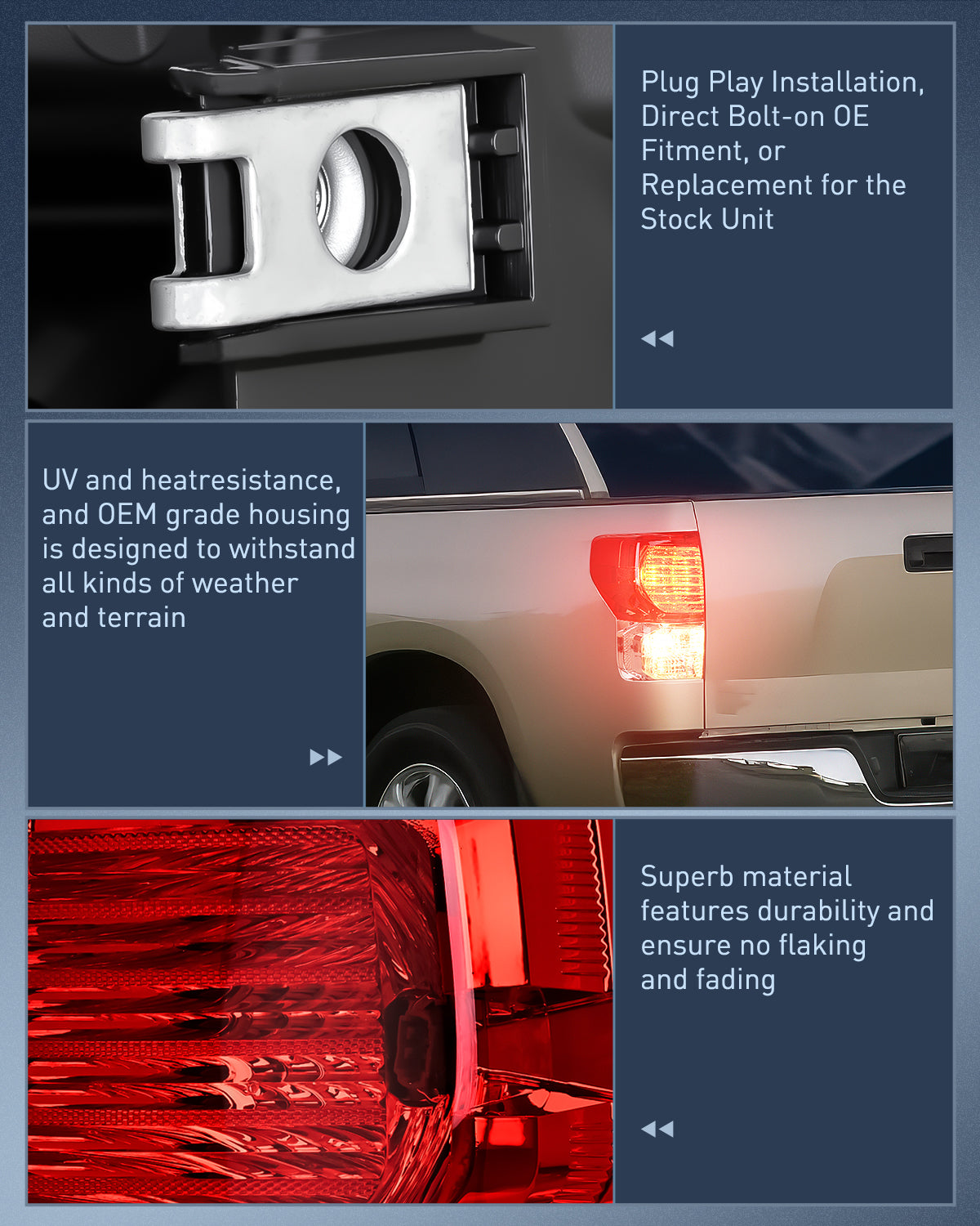Taillight Assembly Taillight Assembly Compatible with 2007 2008 2009 2010 2011 2012 2013 Toyota Tundra Rear Tail Light Lamp Replacement OE Style Left Driver Side
