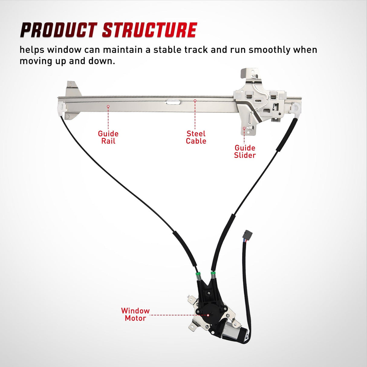 Window Regulator 741-587 Power Window Regulator/Motor Front Passenger Side Compatible with 2003-2014 Ford E150 E250 Econoline E350 E450 E550 Super Duty 2005 2006 2007 2008 2009 2010 2011 2012 2013 2014