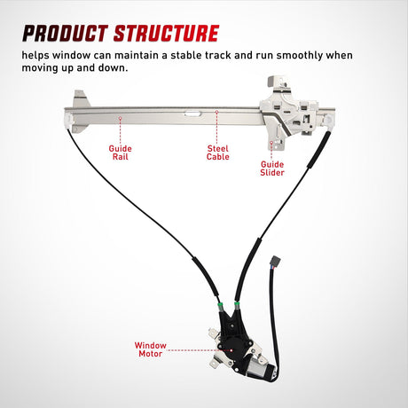 Window Regulator 741-587 Power Window Regulator/Motor Front Passenger Side Compatible with 2003-2014 Ford E150 E250 Econoline E350 E450 E550 Super Duty 2005 2006 2007 2008 2009 2010 2011 2012 2013 2014