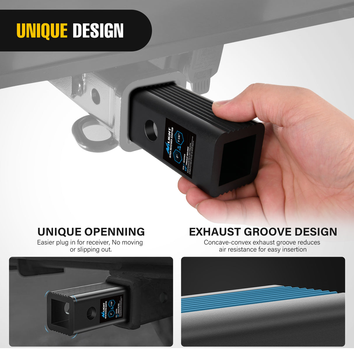 Nilight Trailer Hitch Receiver Extender Adapter Reducer 2 to 1-1/4 Inch Sleeve Convertor Receiver Aluminum Towing Accessories for Tractor Bucket RV Truck Bike Rack Cargo Carriers