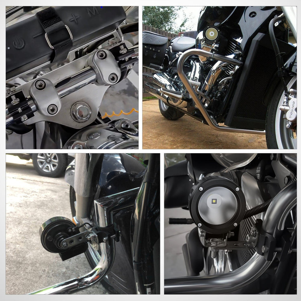 Mounting Accessories 2Pcs Motorcycle Tube Clamp Mounting Brackets 0.7 to 1.2Inch Round Tube