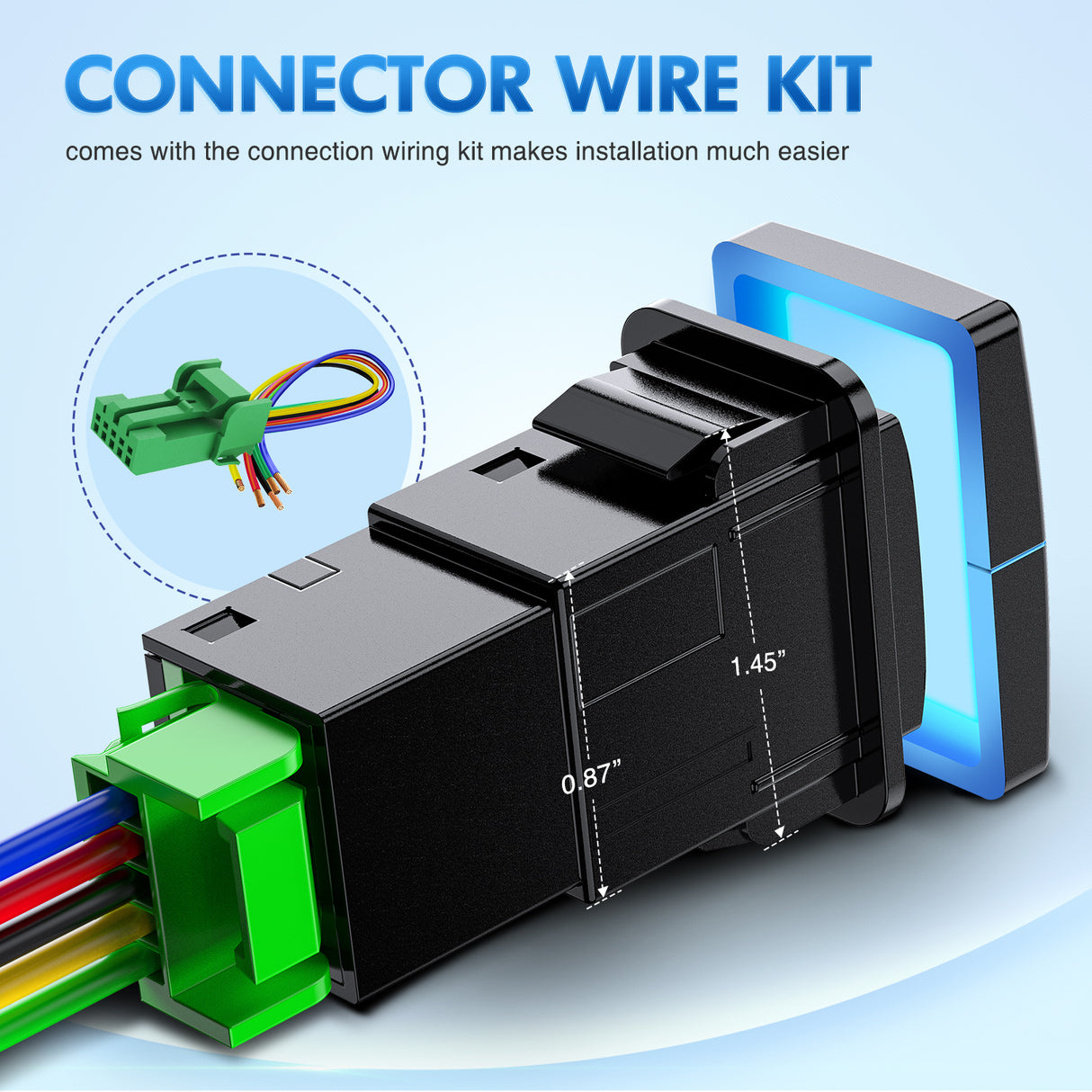 Fog Lights & Reverse Lights Dual Push Button Switch 12V ON Off Switches with Connector Wire Kit 1.28Inch x 0.87Inch Replacement for Toyota Sequoia Highlander Tacoma Tundra 4Runner RAVR Yaris