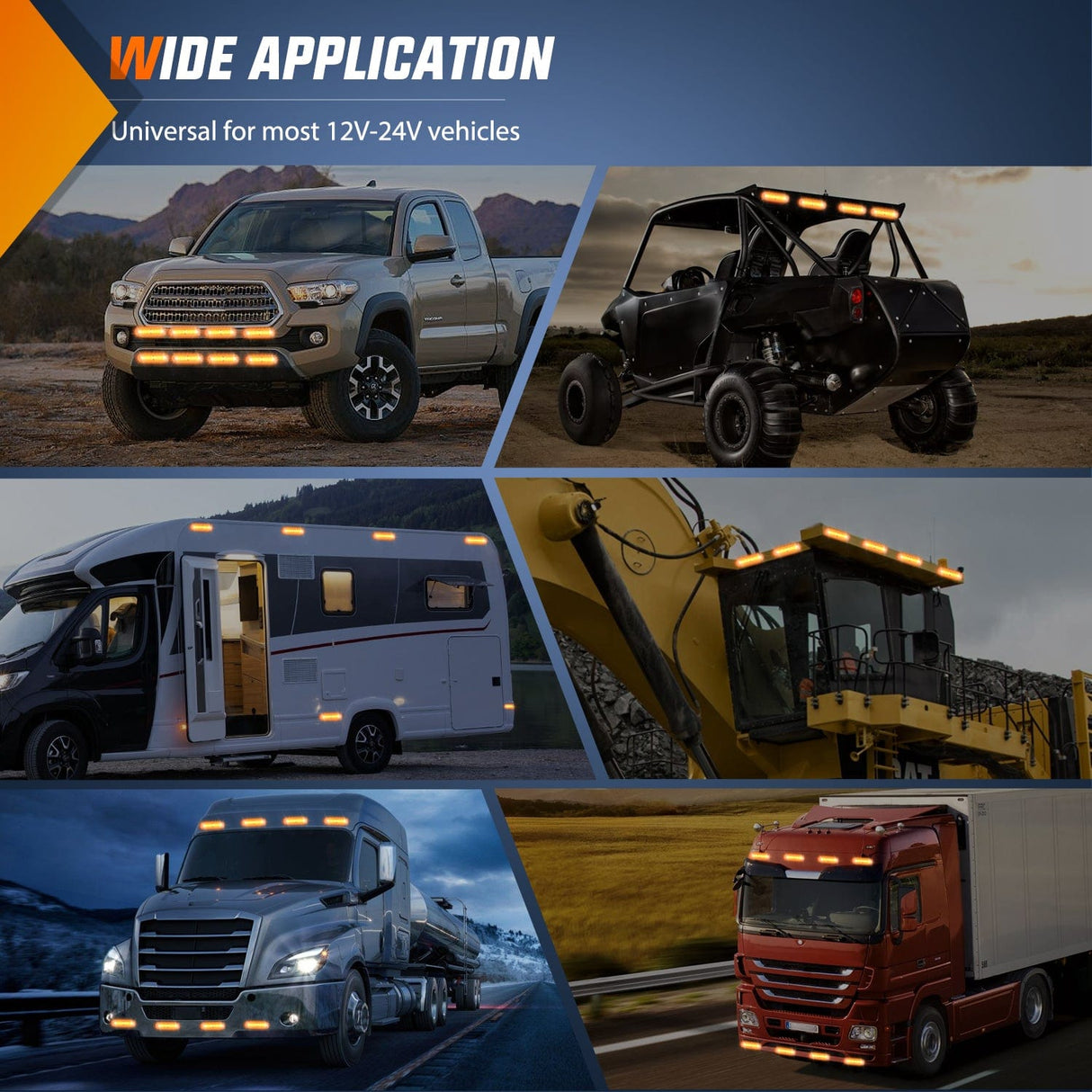 Surface Mount Strobe Lights 8PCS 12LED Amber Emergency Strobe Lights