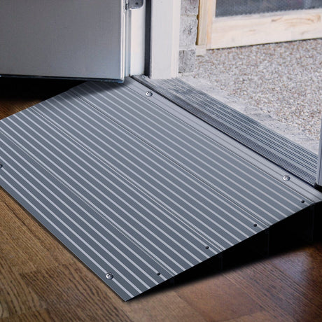Curb Ramp Door Threshold Ramp 4inch Rise Portable Aluminum Wheelchair Door Transition Entry Ramps for Doorways Home Steps