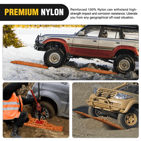 Traction Boards Off-Road Recovery Traction Boards For 4WD 4X4 with Jack Lift & Carry Bag (Orange)