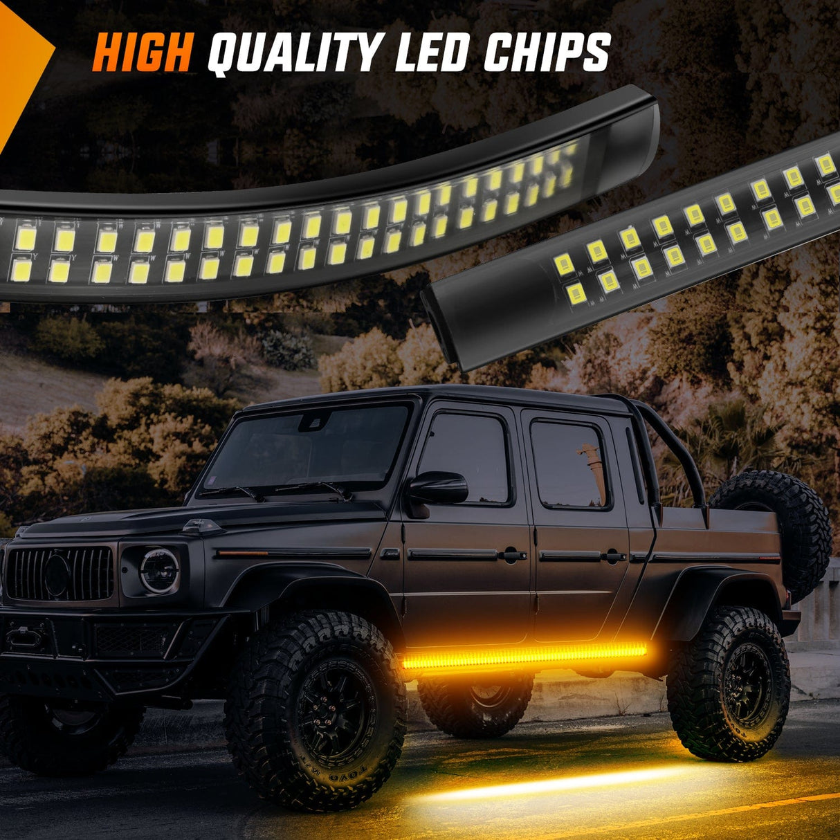 Led light Strip 2PCS 70 Inch Emergency Strobe Lights Strip 1125 LED Running Board Marker Light Amber Flexible Side Flashing Warning Caution Safety Waterproof for Truck Construction Vehicles Pickup