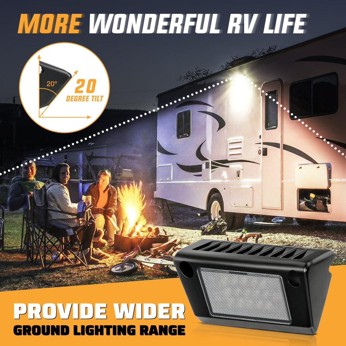 Area Lights RV Exterior Light 2PCS 5 Inch White Beam Porch Lights Black Aluminum