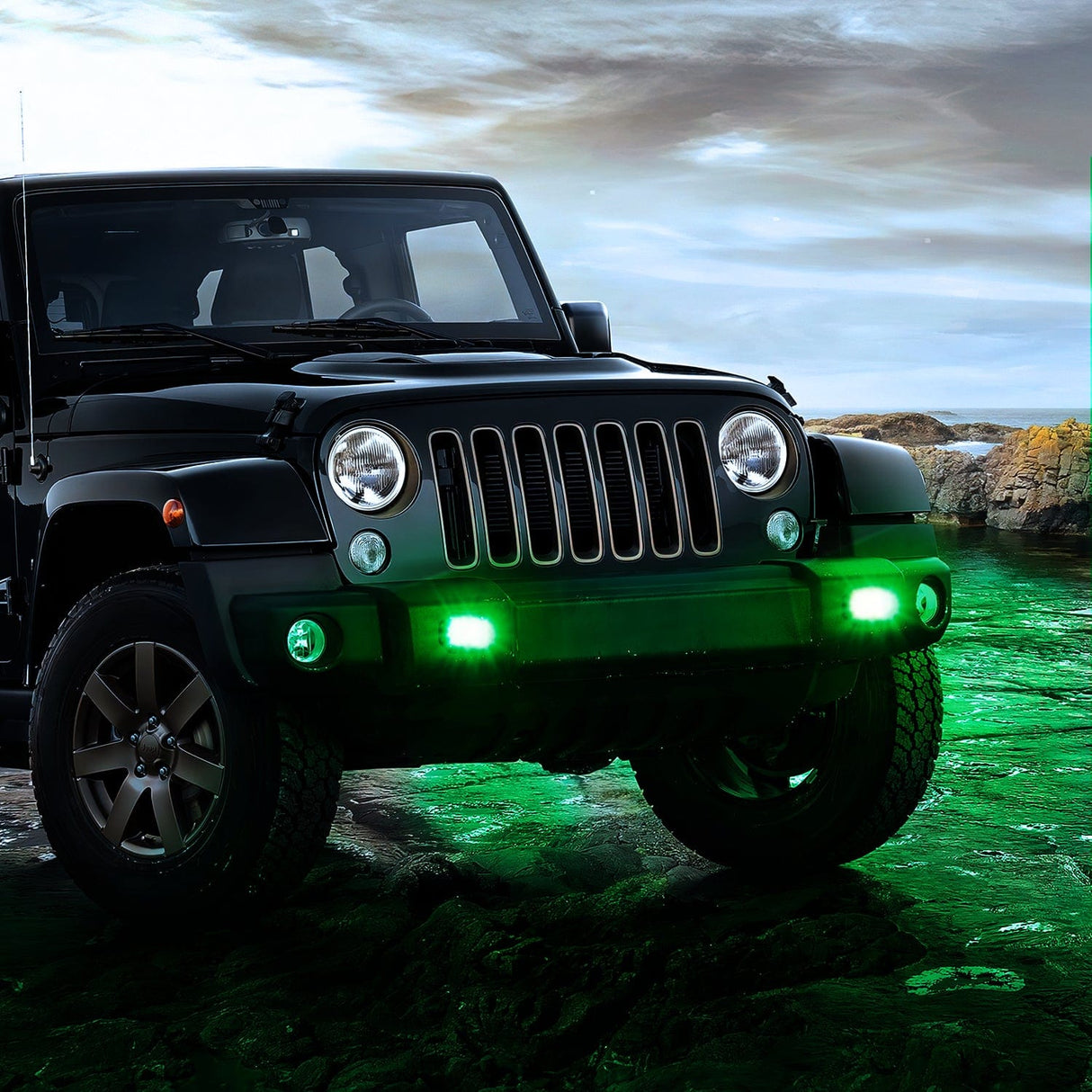 Light Bar Wiring Kit Flush Mount LED Light Pods 2 PCS 42 W Green Upgraded Spot Flood Combo Bumper Driving Fog Lights Fishing Hunting Emergency Safety Signal Light for UTV Pickup Van Boat Tractor