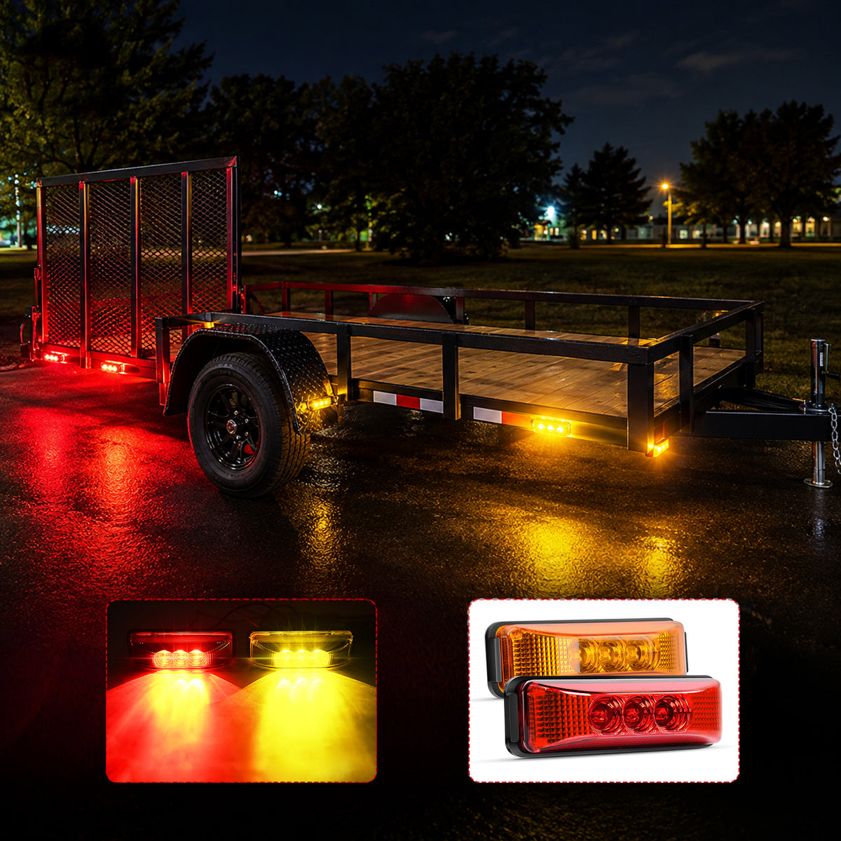 3.9 Inch Amber Red LED Fender/Side Marker Light (10 Pcs)