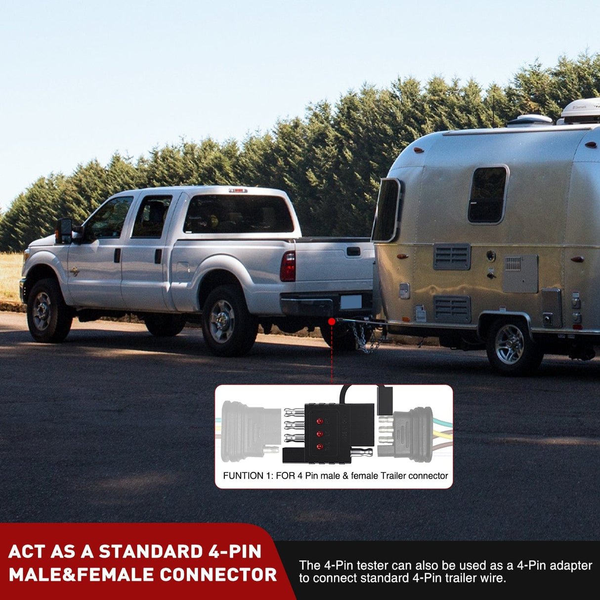 Accessories 4 Way Flat LED Indicator Trailer Tester for Turn Signal Tail & Reverse Lights