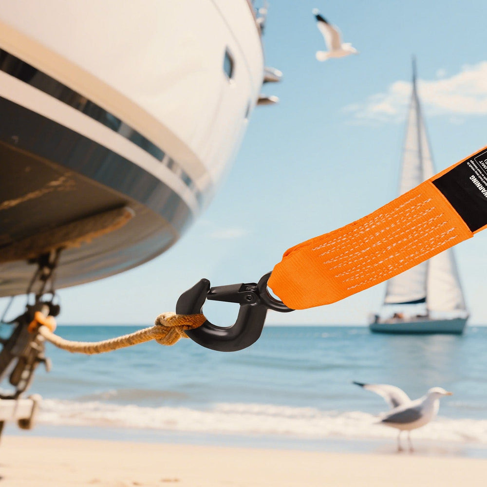 Tie Down Straps Boat Trailer Winch Strap 2 x 20Inch With Steel Hook 500 LBS Break Strength Winch Strap For Pontoon, Jet Ski, Fishing Boat