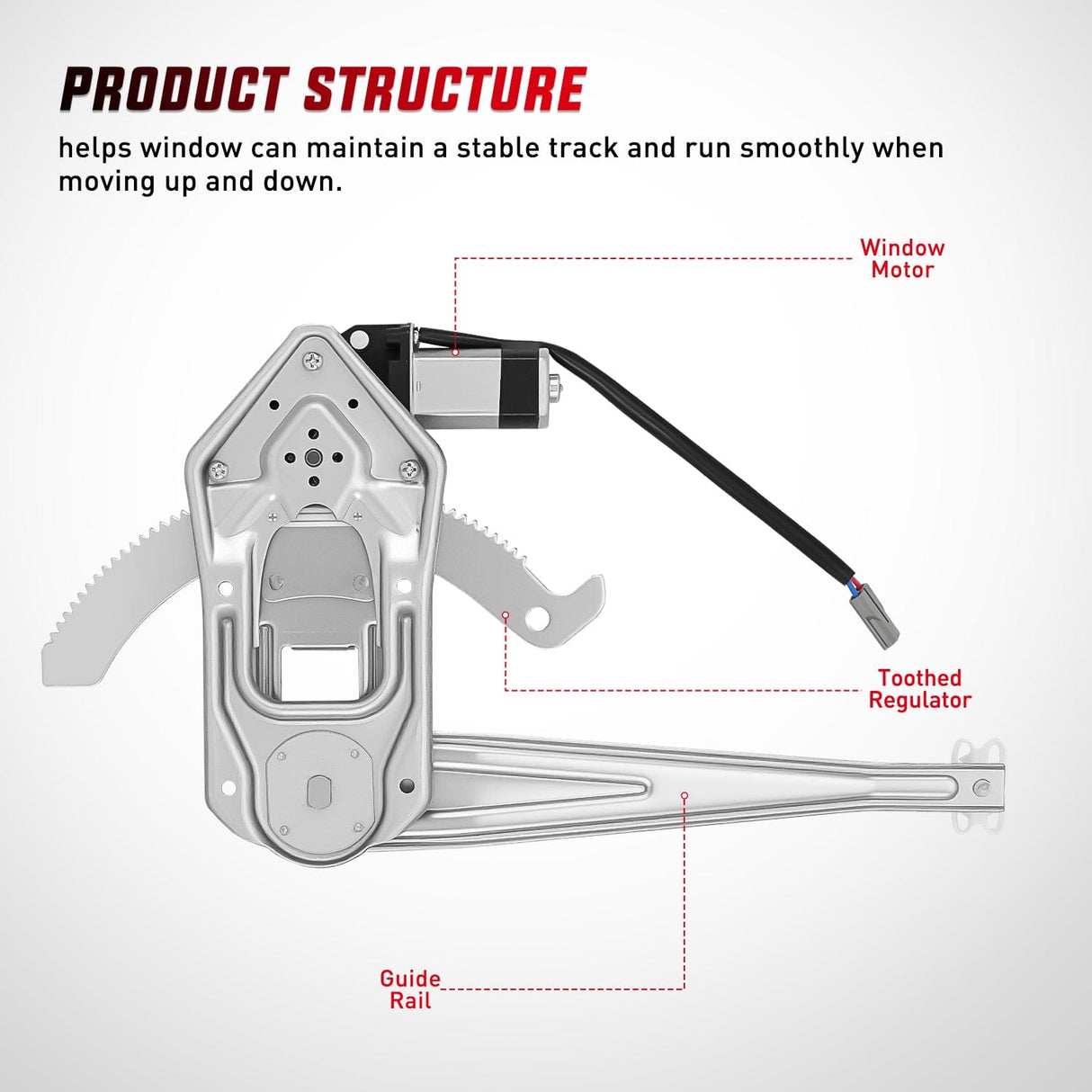 Window Regulator Power Window Regulator with Motor Assembly Replacement for Ford Ranger 2011-1993, Front Driver Side, 741-831