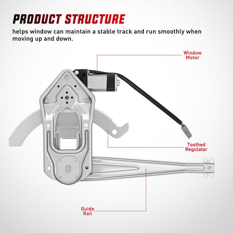 Window Regulator Power Window Regulator with Motor Assembly Replacement for Ford Ranger 2011-1993, Front Driver Side, 741-831