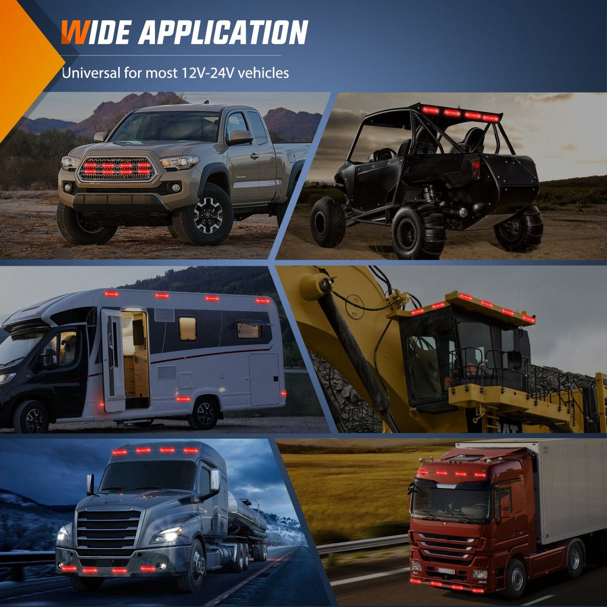 Surface Mount Strobe Lights 8PCS 12LED Red Emergency Strobe Lights