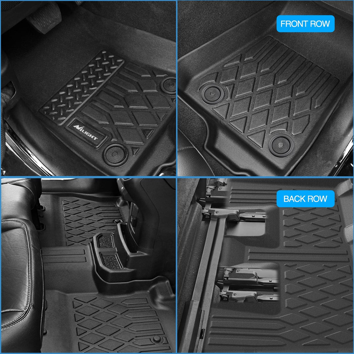 Floor Mat Floor Mats for Rivian R1S 2022 2023 2024 2025 (7 Seats Only) All Weather Custom Fit Heavy Duty Floor Liners