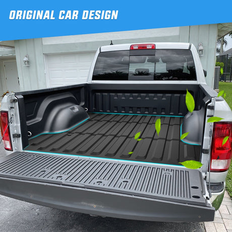 Truck Bed Mat Truck Bed Mat 5.7FT for 19-24 25 Dodge Ram 1500, TPE Anti-Slip Vehicle Cargo Bed Liner Mat for 2019 2020 2021 2022 2023 2024 2025 Dodge Ram 1500, All Weather Protection for Your Truck