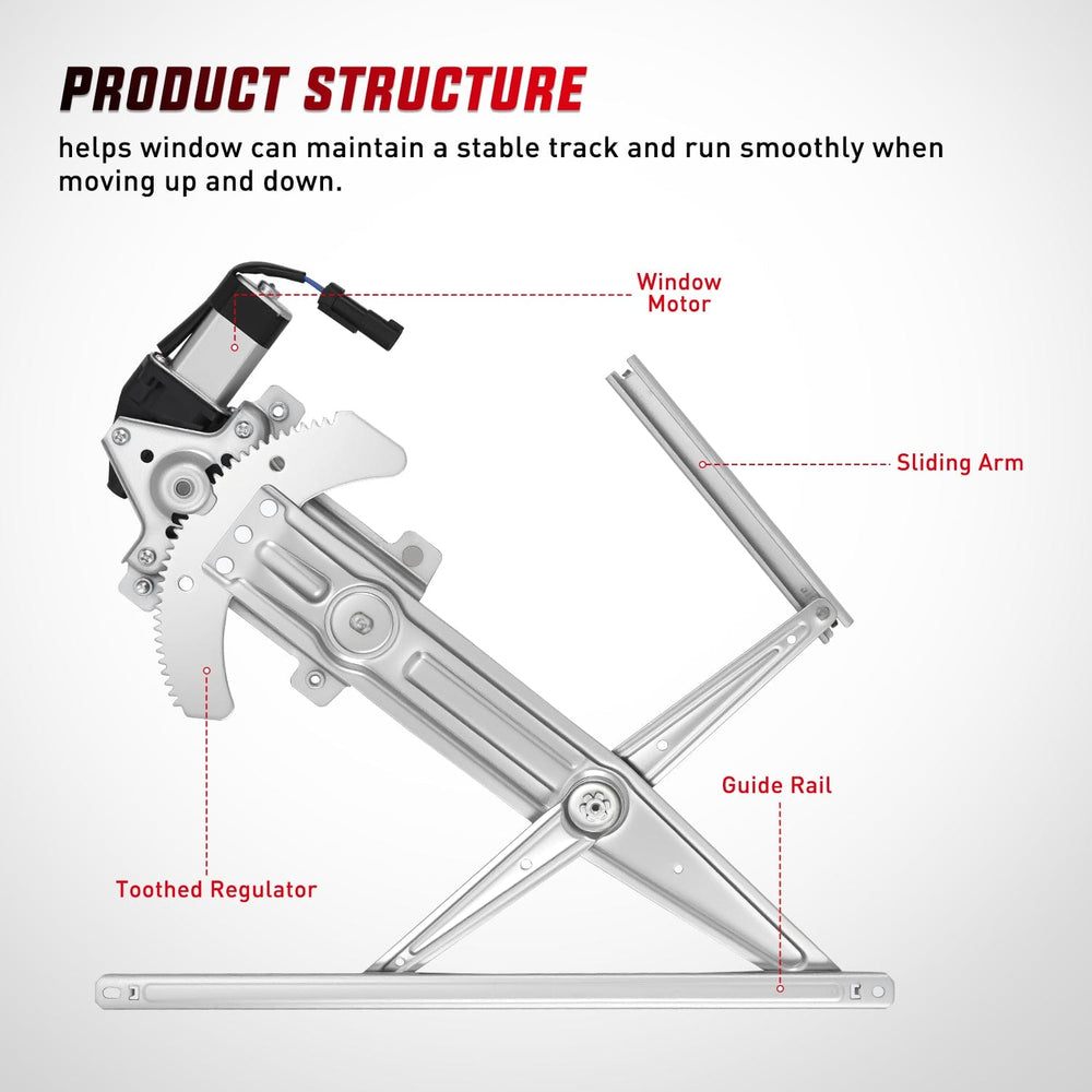 Window Regulator Front Passenger Window Regulator with Motor, Compatible with Chevy Colorado/GMC Canyon 2004 2005 2006 2007 2008 2009 2010 2011 2012, Power Window Lift Motor Assembly, 741-015