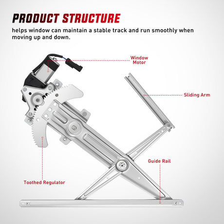 Window Regulator Front Passenger Window Regulator with Motor, Compatible with Chevy Colorado/GMC Canyon 2004 2005 2006 2007 2008 2009 2010 2011 2012, Power Window Lift Motor Assembly, 741-015