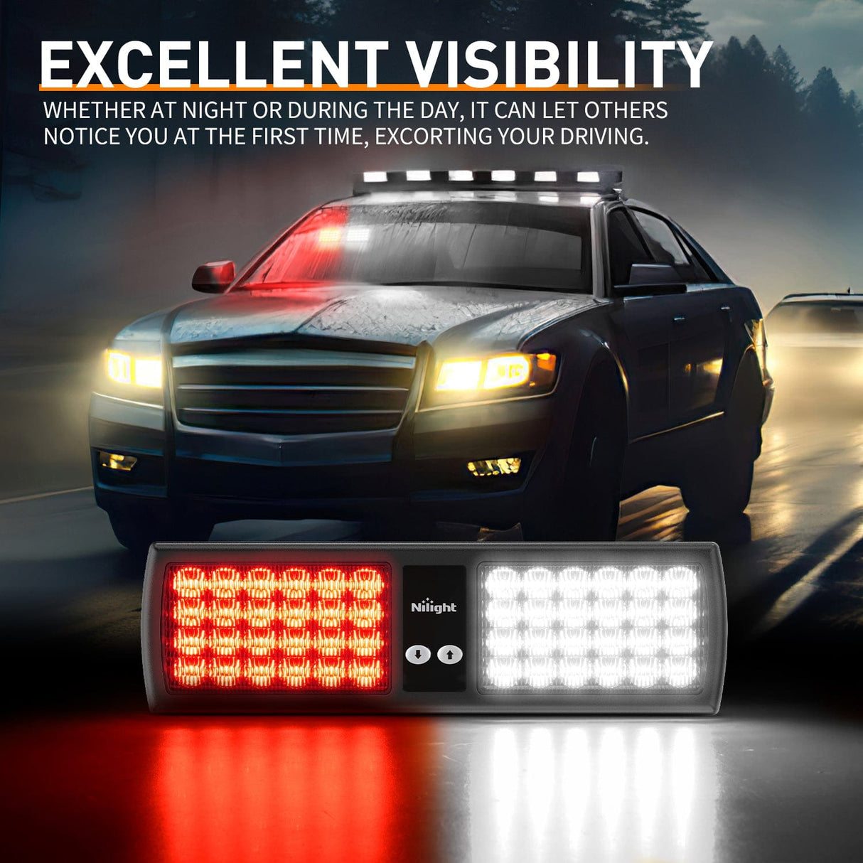 led strobe light 48 LED Red White Emergency Warning Strobe Lights