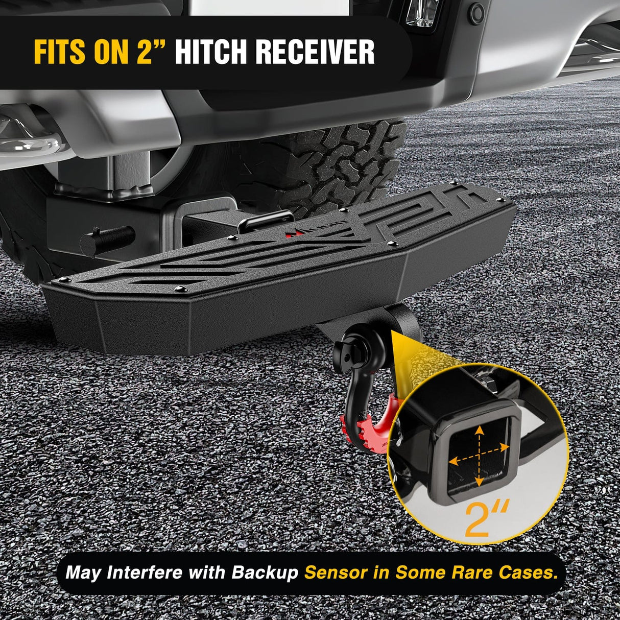 Trailer Hitch Hitch Step 2 Inch Receiver Universal Trailer Hitch Step Armor with Anti-Theft D-Ring Shackle Hitch Lock Stabilizer Anti-Slip Design Rear Bumper Guard for Pickups Trucks Vans SUVs ATVs