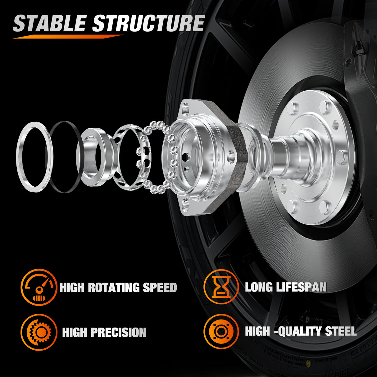 Nilight Front Wheel Hub and Bearing Assembly for Silverado Sierra Suburban 1500 HD 2500 HD 3500 2002 2003 2004, Chevy Avalanche 2005-2006, GMC Yukon XL 2500, Hummer H2 2003-2007,4WD OEM 515058