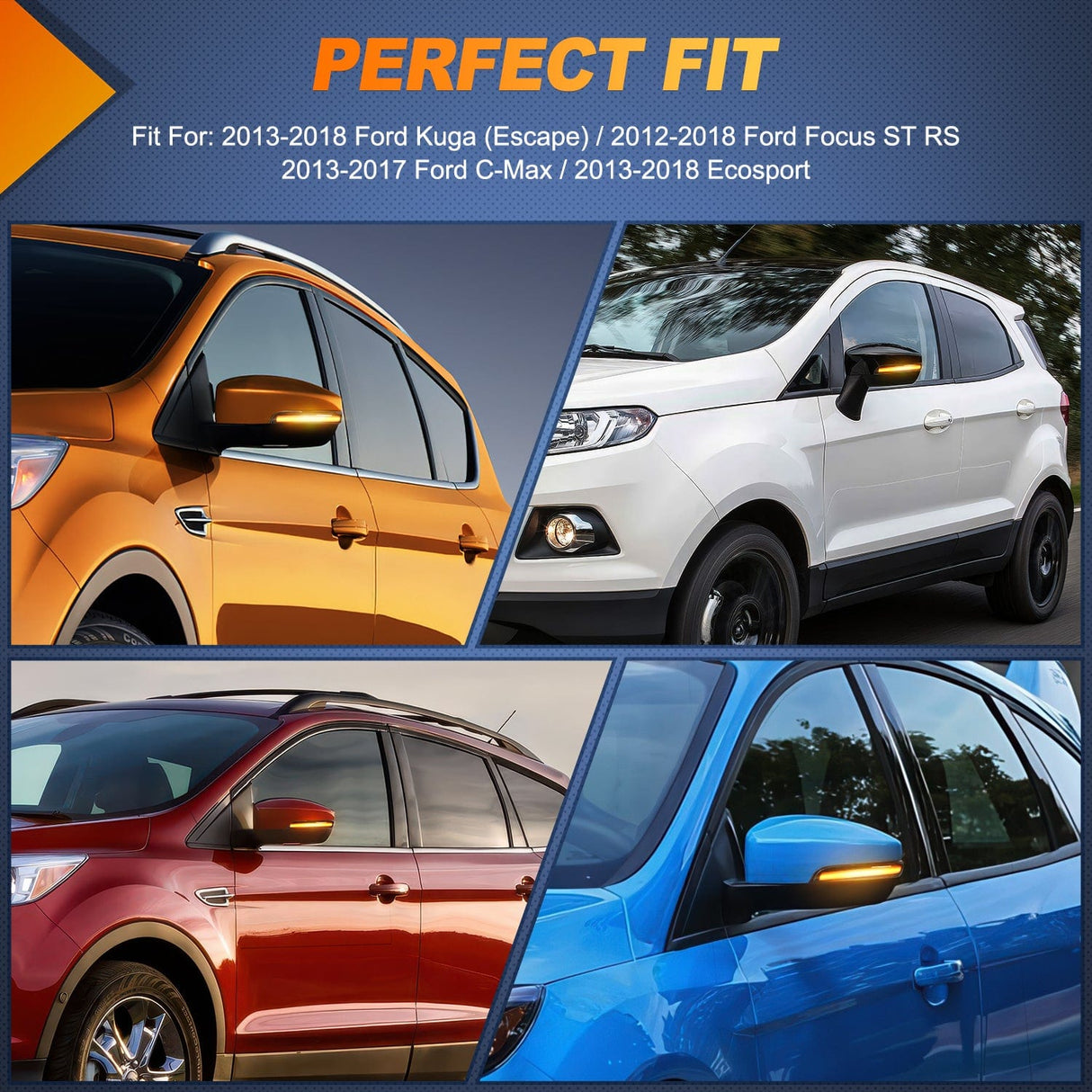 Signal Light 2012 2013 2014 2015 2016 2017 2018 Ford Focus ST RS 2013 2014 2015 2016 2017 2018 Ford Kuga Ecosport Side Mirror Marker Light