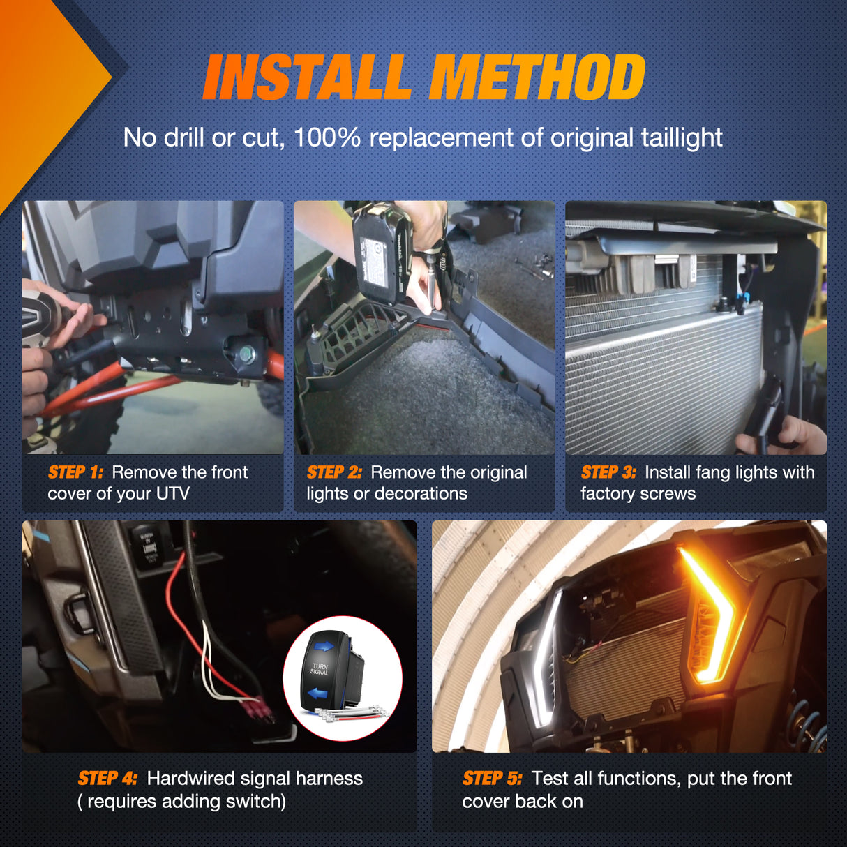 Nilight Turn Signal Fang Lights LED Accent Street Legal Front Signature Light Compatible with Polaris RZR XP 1000 Turbo Accessories 2019 2020 2021 2022 2023