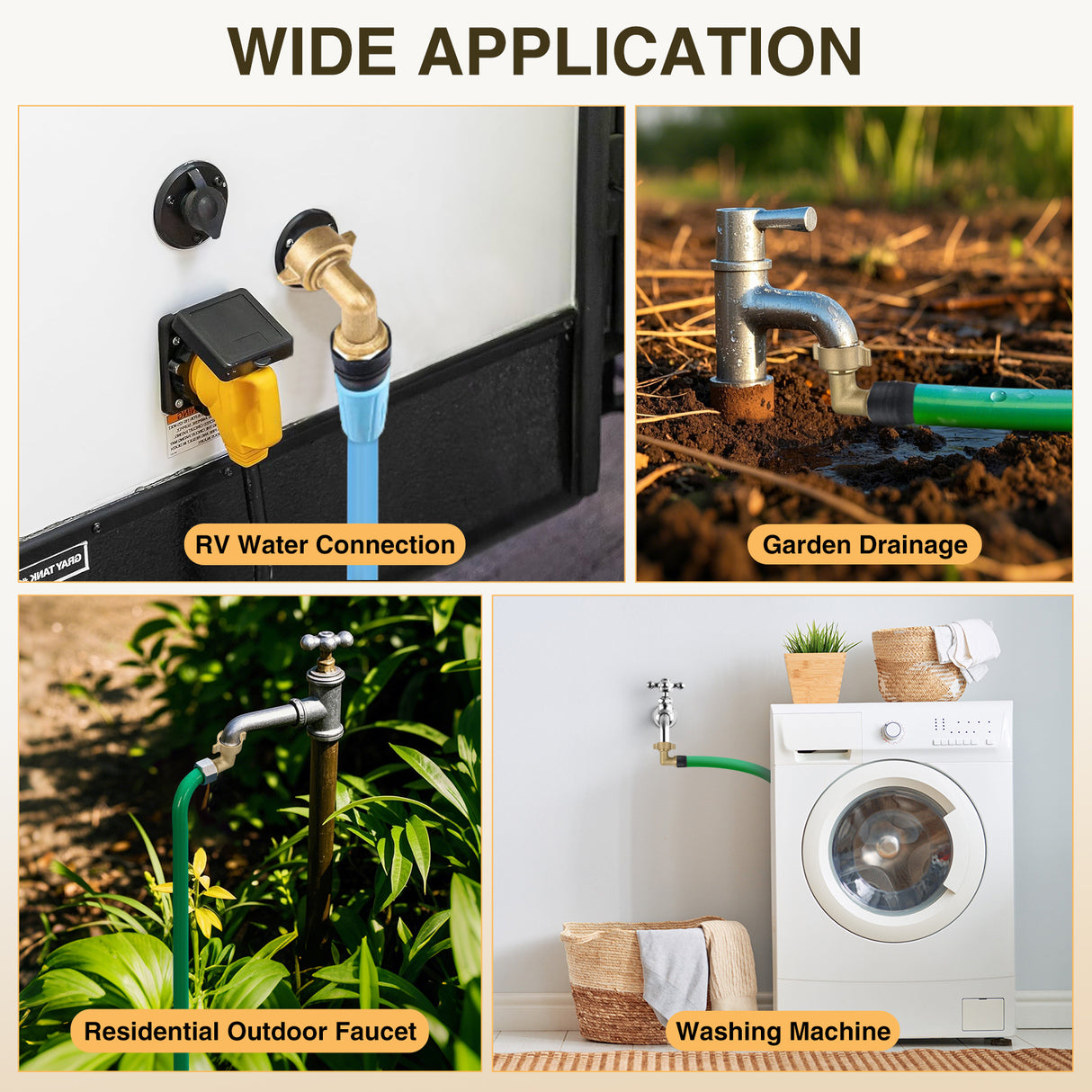 90 Degree Hose Elbow for RV Garden Water Hose Elbow Fitting 3/4Inch Solid Brass 90° Right Angle Water Hose Connector for RV Camper Trailer Outdoor Garden Hose Systems Faucet Adapter Accessories