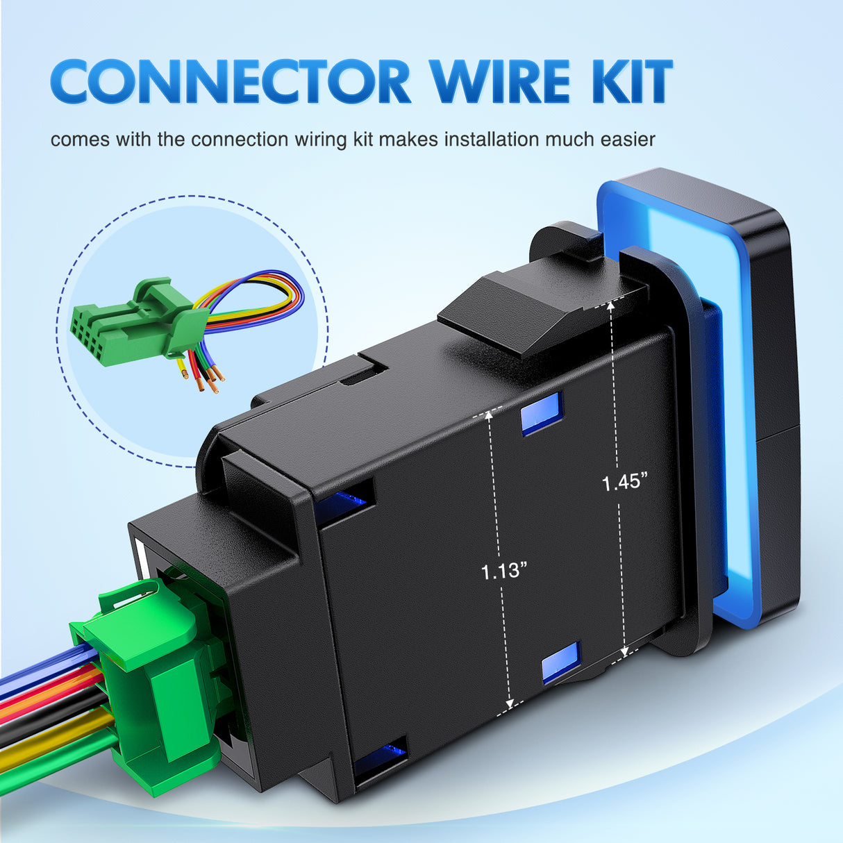 LED Light Bar & Spot Lights Dual Push Button Switch 12V ON Off Switches with Connector Wire Kit 1.54Inch x 0.83Inch Replacement for Toyota Tacoma Tundra 4Runner FJ Cruiser Hilux Fortuner