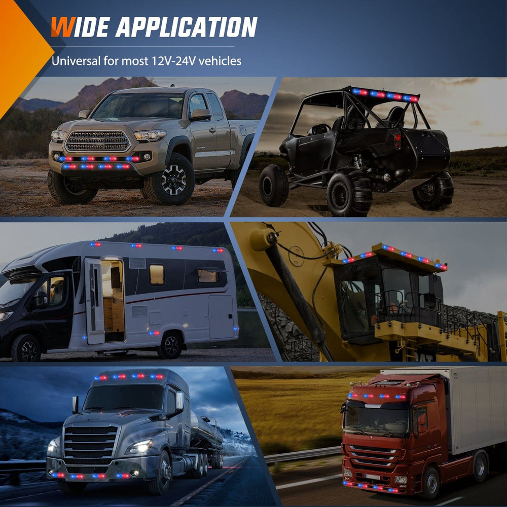 Surface Mount Strobe Lights 8PCS 12LED Red Blue Emergency Strobe Lights