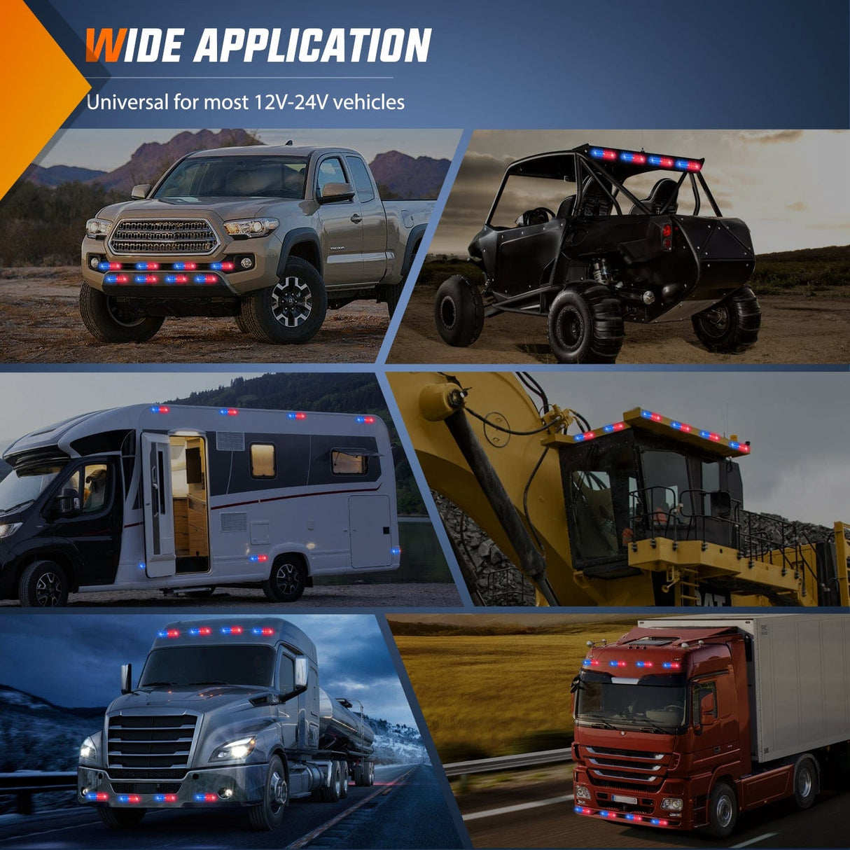 Surface Mount Strobe Lights 8PCS 12LED Red Blue Emergency Strobe Lights