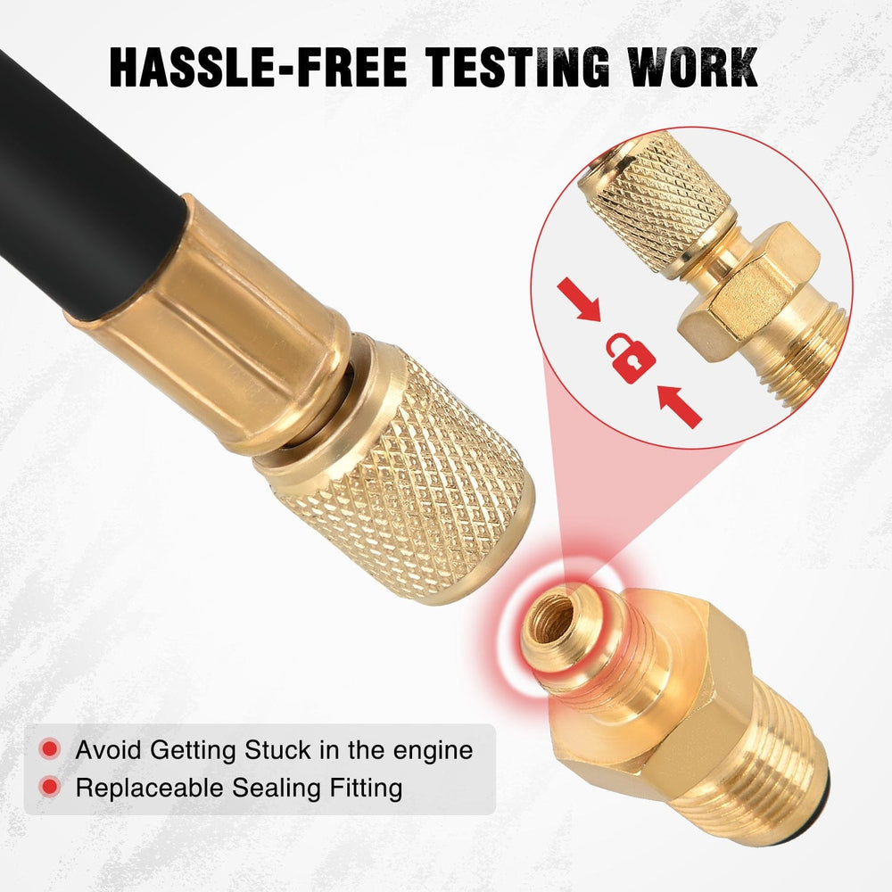 inflator 9pcs 0-100 PSI Fuel Injection Pump Pressure Gauge Petrol Engine Diagnostic Tester Kit