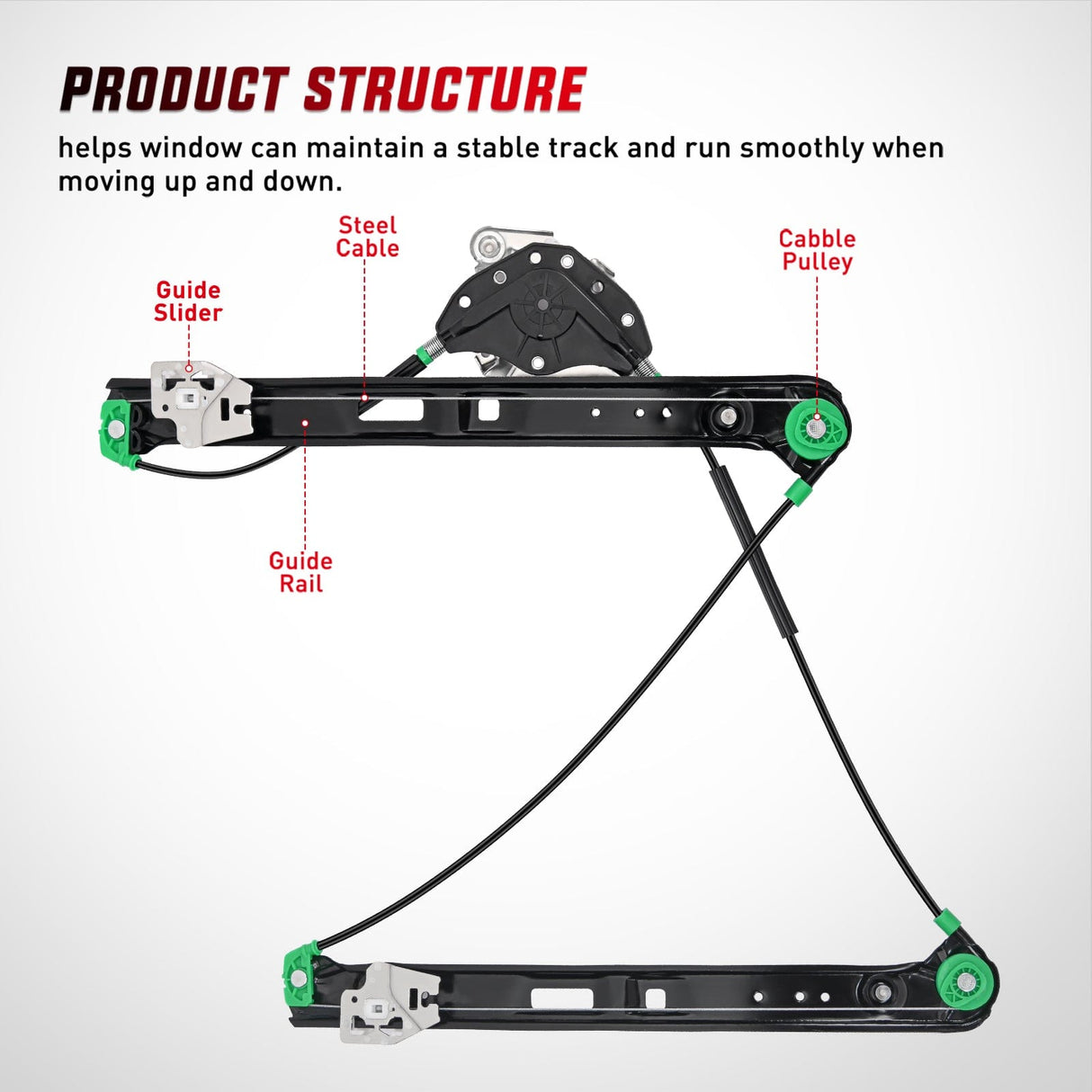 Window Regulator 740-485 Front Passenger Side Power Window Regulator,Compatible with BMW E46 323i 325i 325xi 328i 330i 330xi 1999 2000 2001 2002 2003 2004 2005
