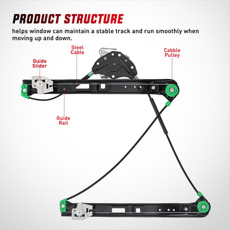 Window Regulator 740-485 Front Passenger Side Power Window Regulator,Compatible with BMW E46 323i 325i 325xi 328i 330i 330xi 1999 2000 2001 2002 2003 2004 2005
