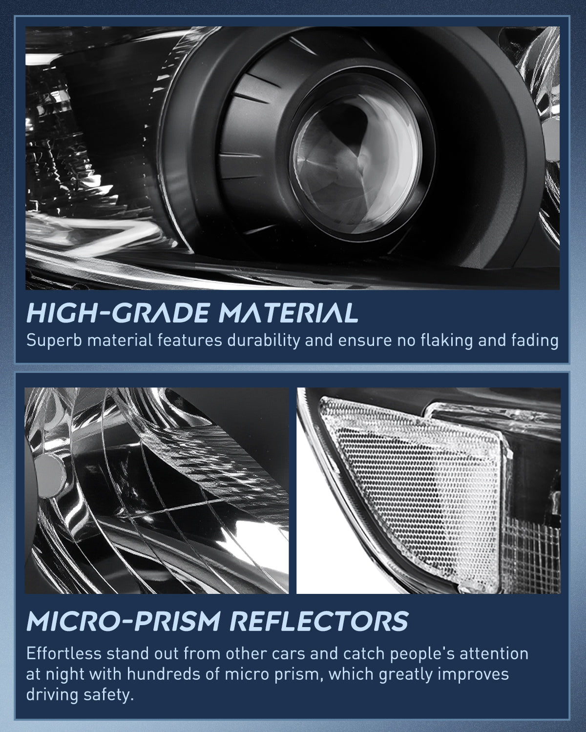 Headlight Assembly Compatible with 2011 2012 2013 2014 2015 2016 2017 2018 2019 2020 Toyota Sienna Black Housing Clear Reflector Clear Lens Headlights Replacement