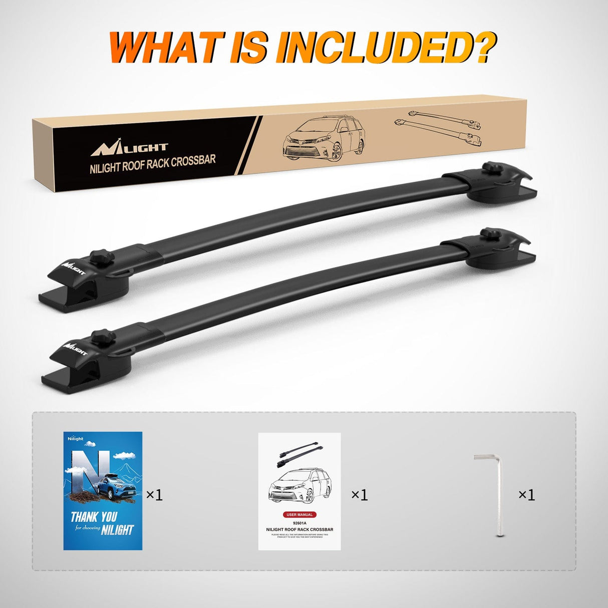 Roof Rack Roof Rack Cross Bars Fit for Toyota Sienna 2011 2012 2013 2014 2015 2016 2017 2018 2019 2020 with Side Rails