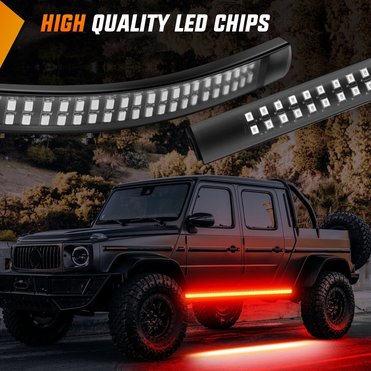 Led light Strip 2PCS 70 Inch Emergency Strobe Light Strip 1125 LED Running Board Lights Red Flexible Side Flashing Warning Caution Safety Waterproof for Truck Construction Vehicles Pickup