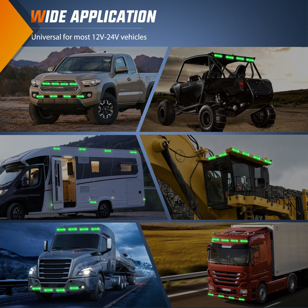 Surface Mount Strobe Lights 8PCS 12LED Green Emergency Strobe Lights