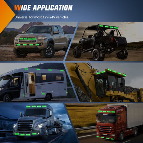 Surface Mount Strobe Lights 8PCS 12LED Green Emergency Strobe Lights