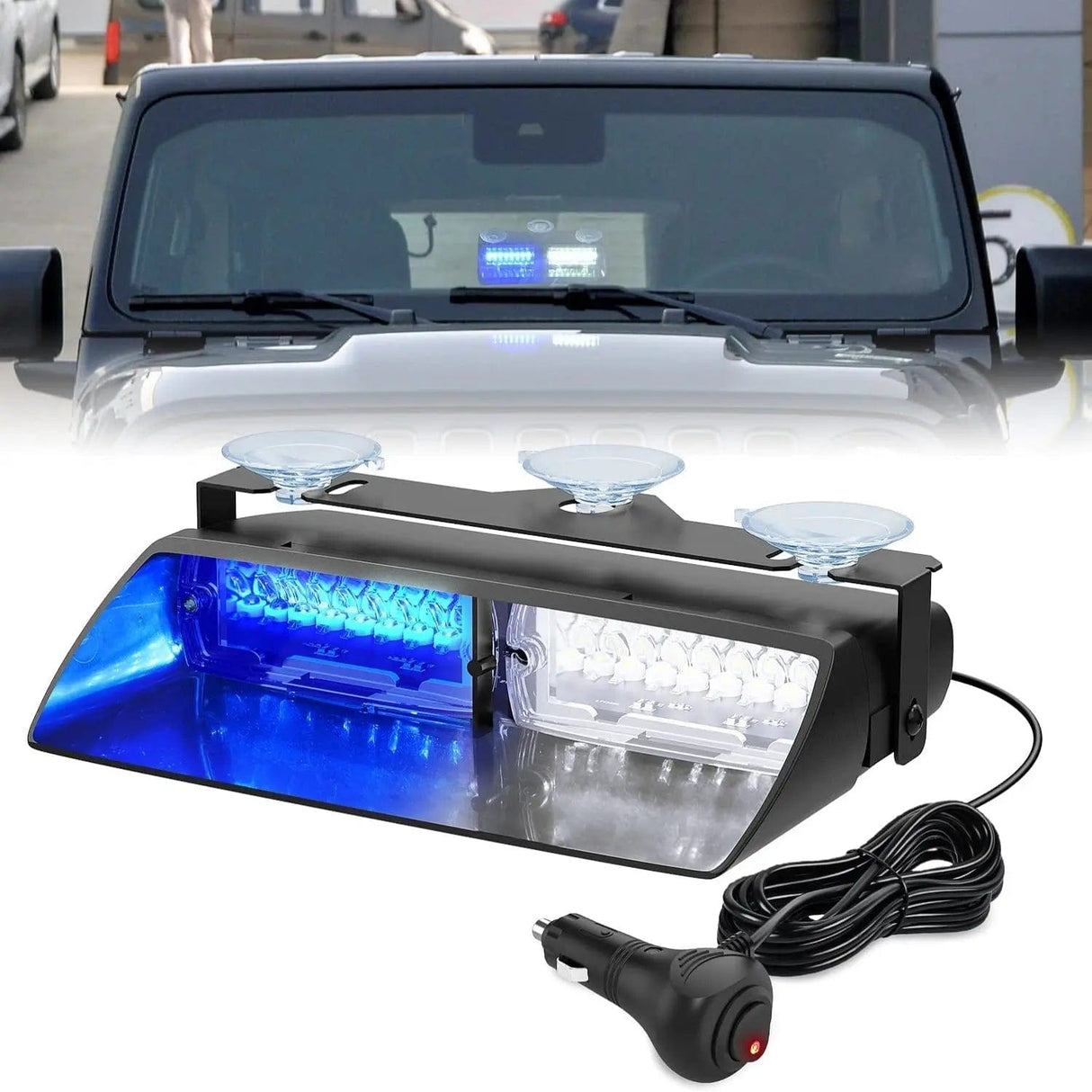Windshield Hazard Strobe Light 8 Inch 16 Leds Windshield Hazard Blue White Strobe Light