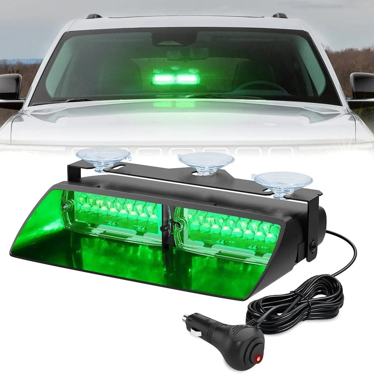 Windshield Hazard Strobe Light 8 Inch 16 Leds Windshield Hazard Green Strobe Light